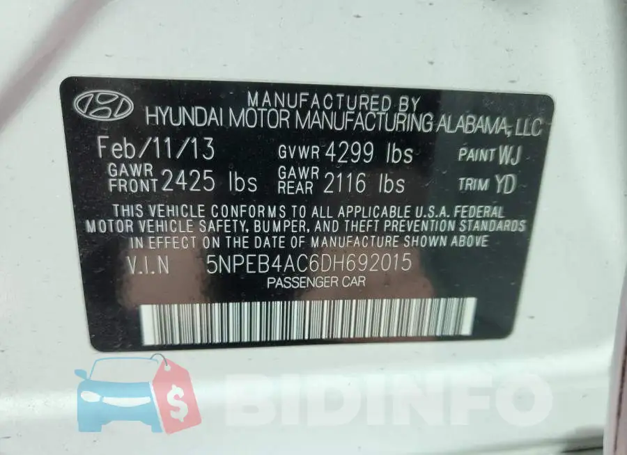 5NPEB4AC6DH692015 Photo# 10