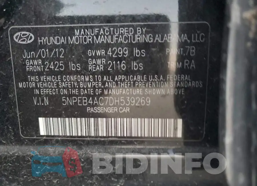 5NPEB4AC7DH539269 Photo# 10