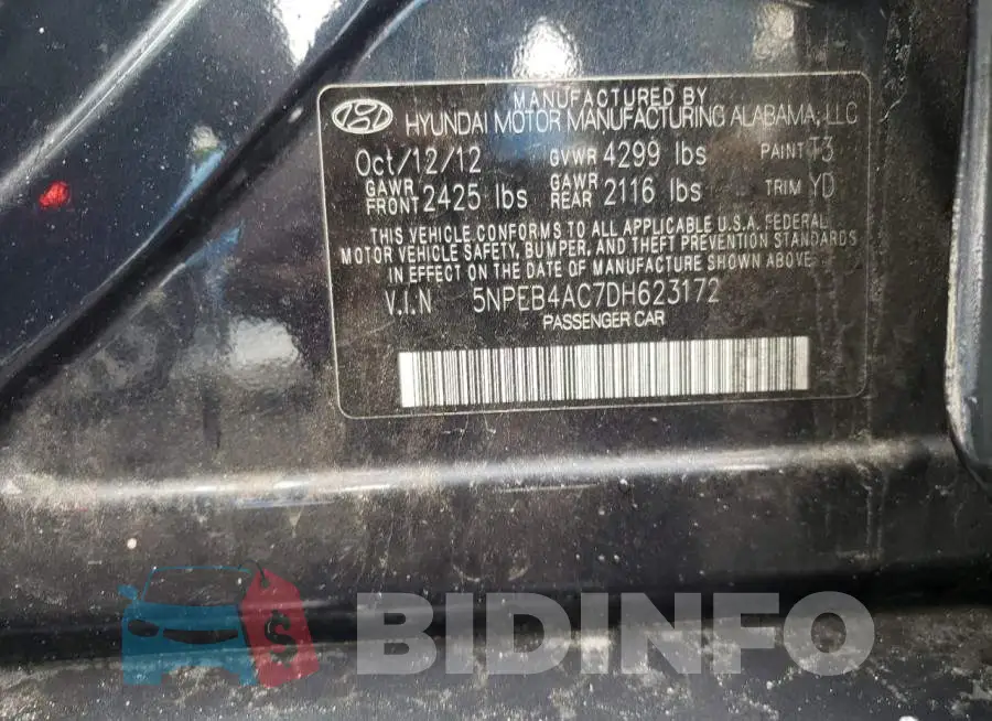5NPEB4AC7DH623172 Photo# 10