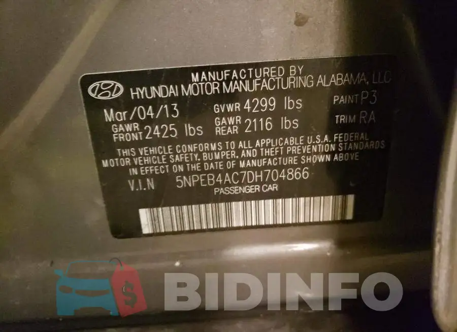 5NPEB4AC7DH704866 Photo# 12