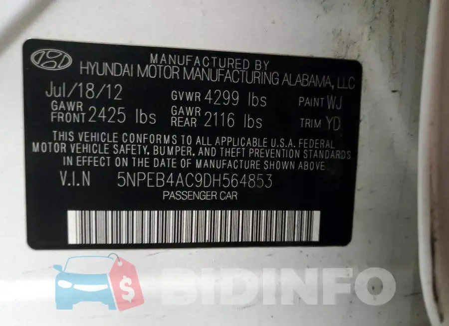 5NPEB4AC9DH564853 Photo# 10
