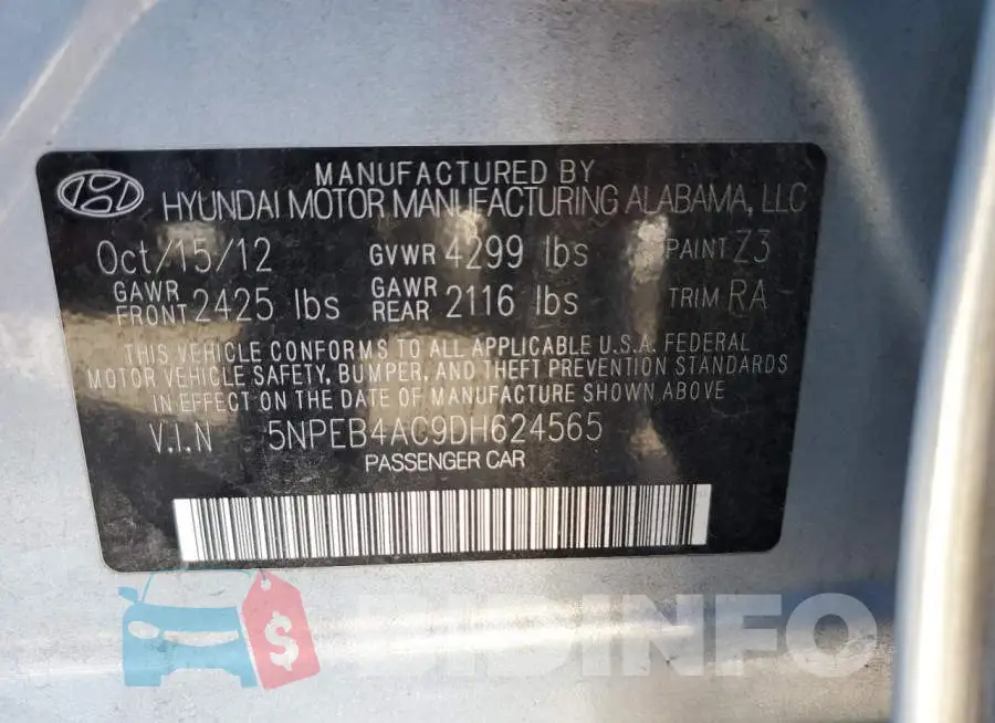 5NPEB4AC9DH624565 Photo# 13