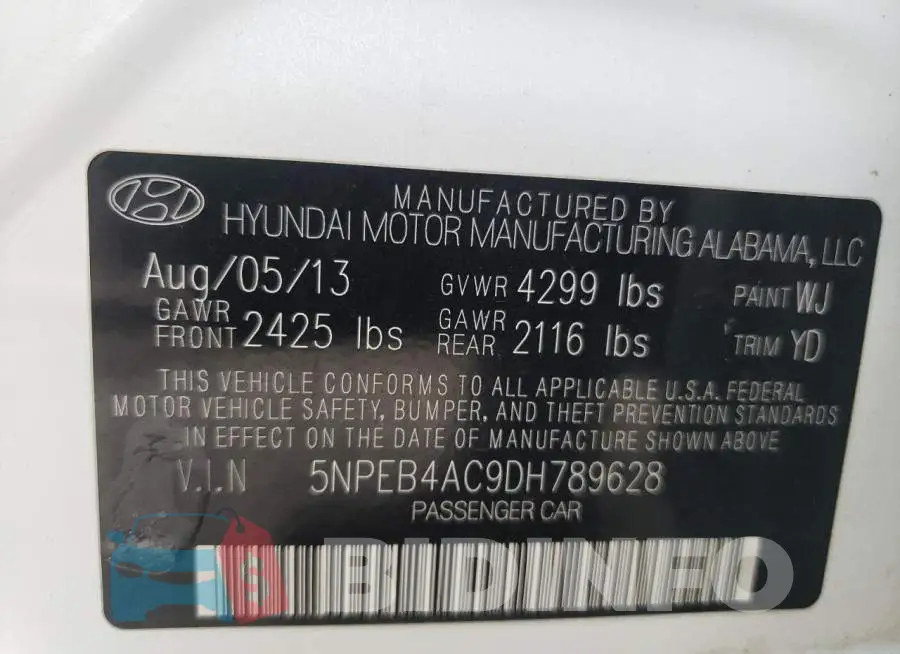 5NPEB4AC9DH789628 Photo# 10