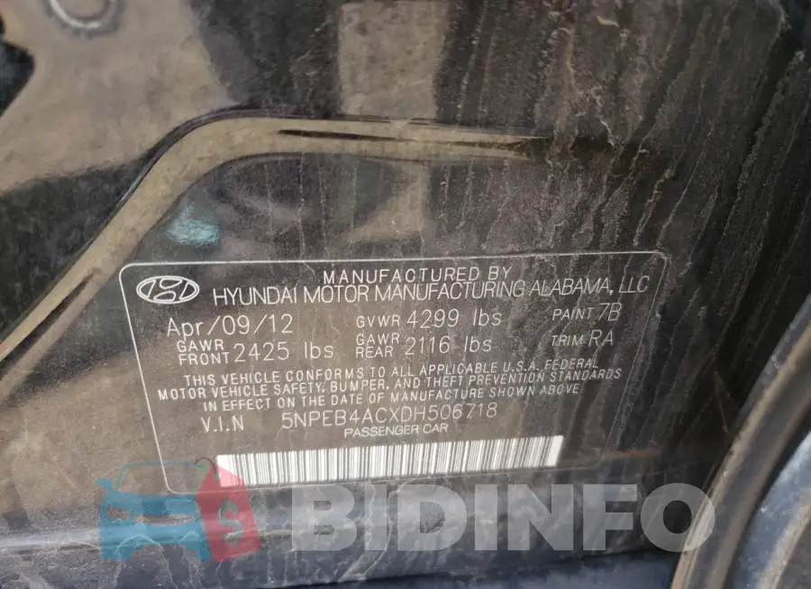 5NPEB4ACXDH506718 Photo# 10