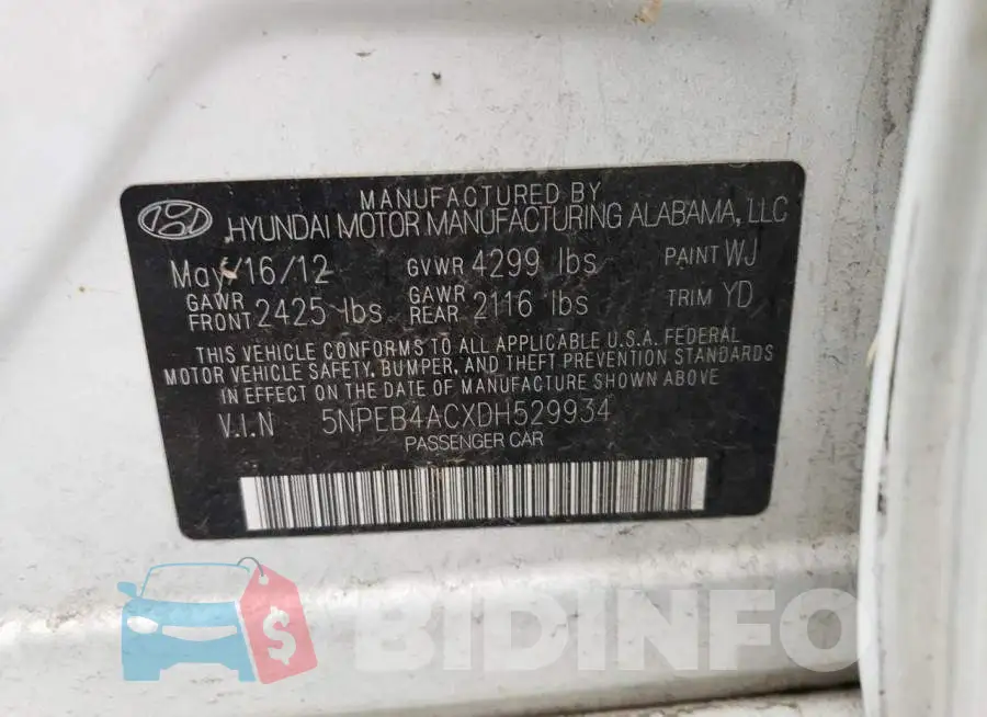 5NPEB4ACXDH529934 Photo# 12