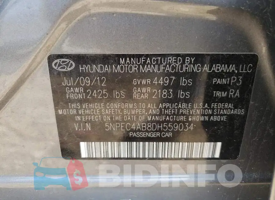 5NPEC4AB8DH559034 Photo# 10