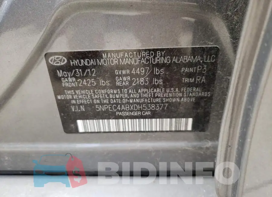 5NPEC4ABXDH538377 Photo# 10
