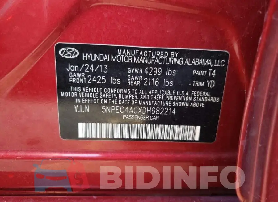 5NPEC4ACXDH682214 Photo# 10