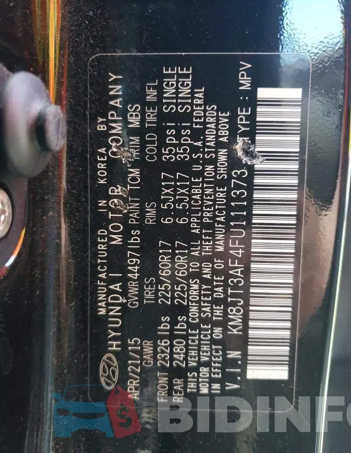 KM8JT3AF4FU111373 Photo# 10