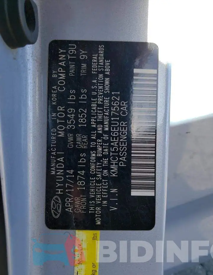 KMHCT5AE6EU175621 Photo# 10