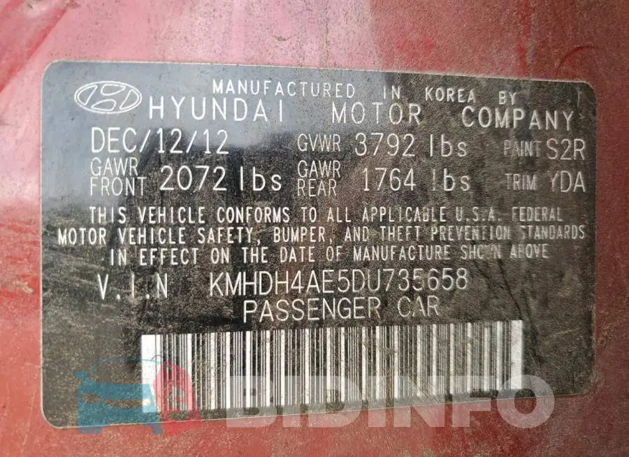 KMHDH4AE5DU735658 Photo# 10