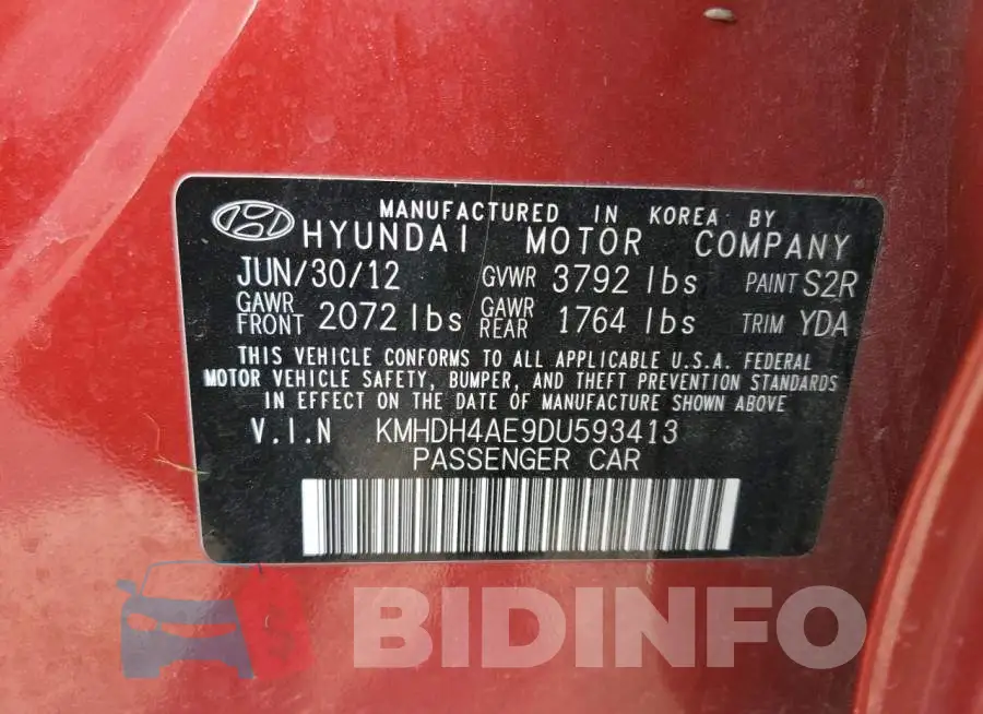 KMHDH4AE9DU593413 Photo# 12