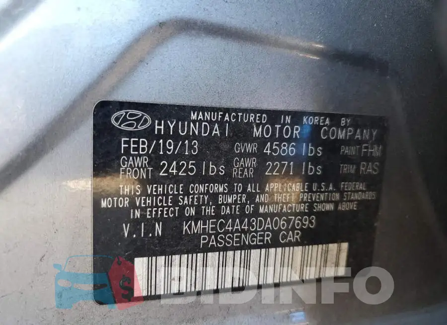 KMHEC4A43DA067693 Photo# 10