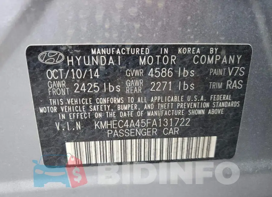 KMHEC4A45FA131722 Photo# 10
