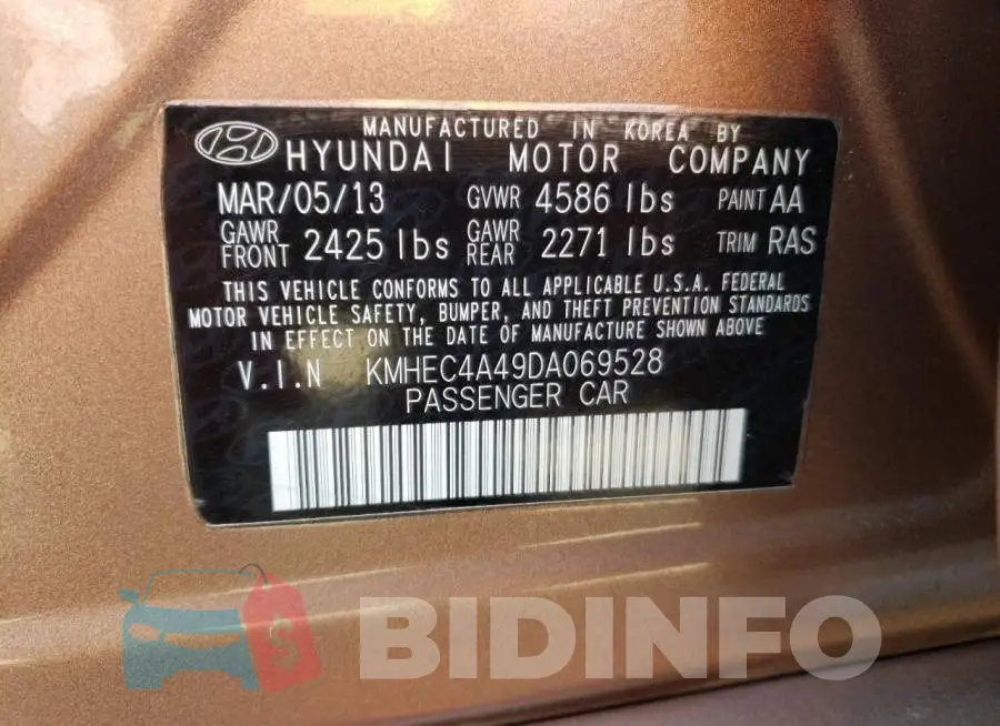 KMHEC4A49DA069528 Photo# 10