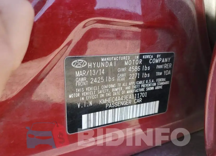 KMHEC4A49EA111701 Photo# 10
