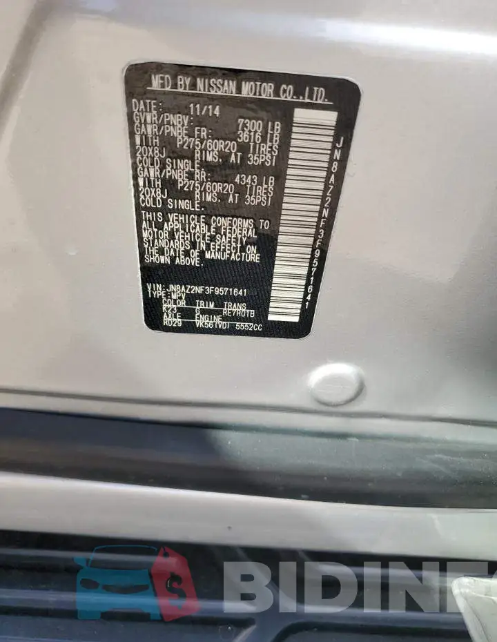 JN8AZ2NF3F9571641 Photo# 10