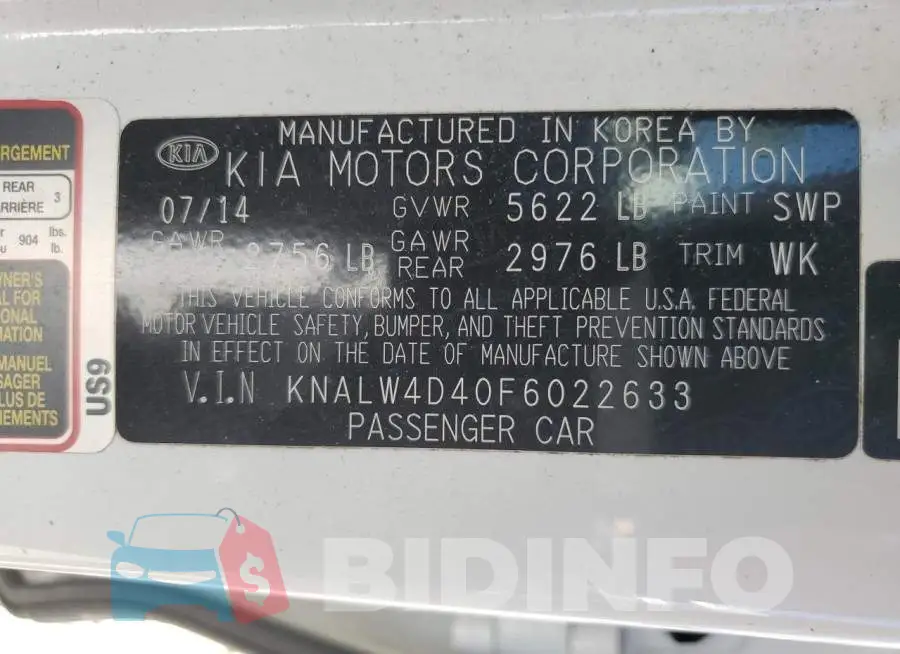KNALW4D40F6022633 Photo# 10