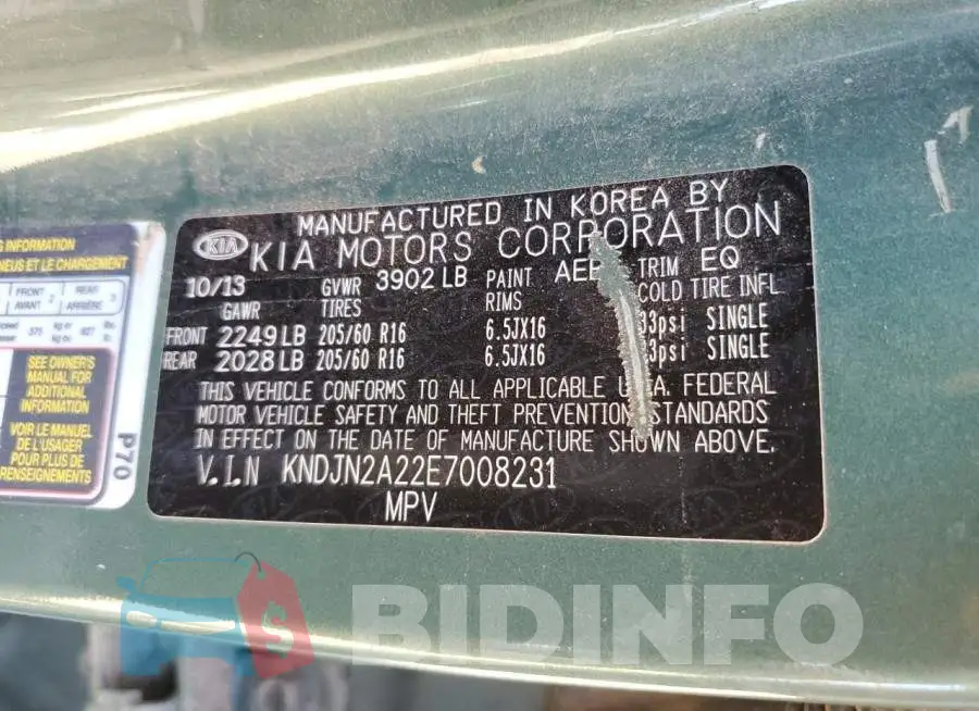 KNDJN2A22E7008231 Photo# 10