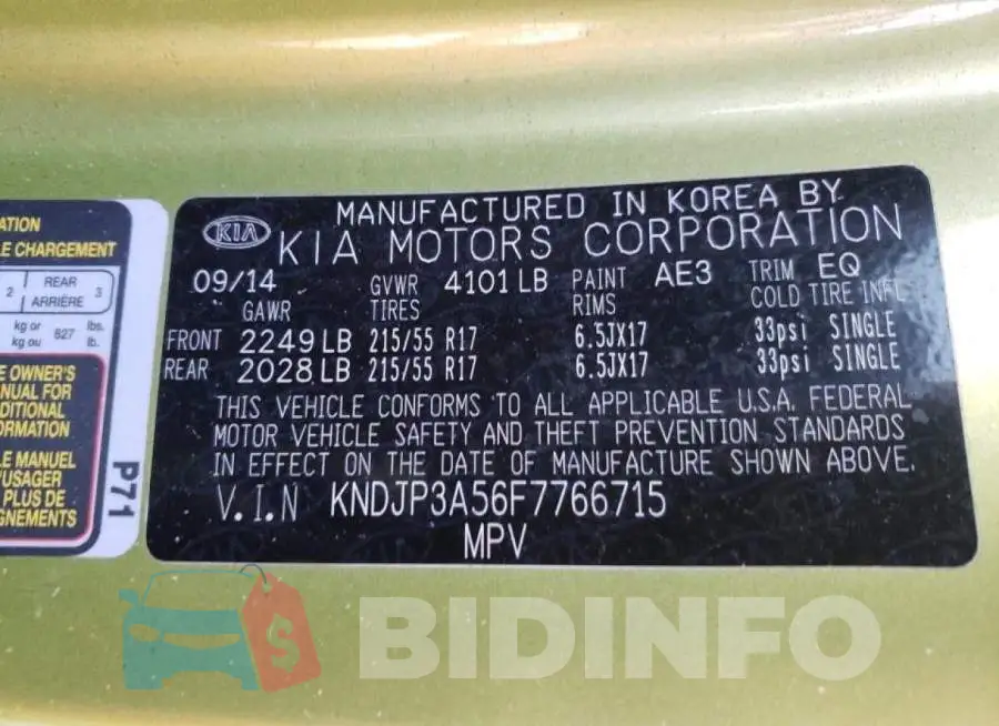 KNDJP3A56F7766715 Photo# 12