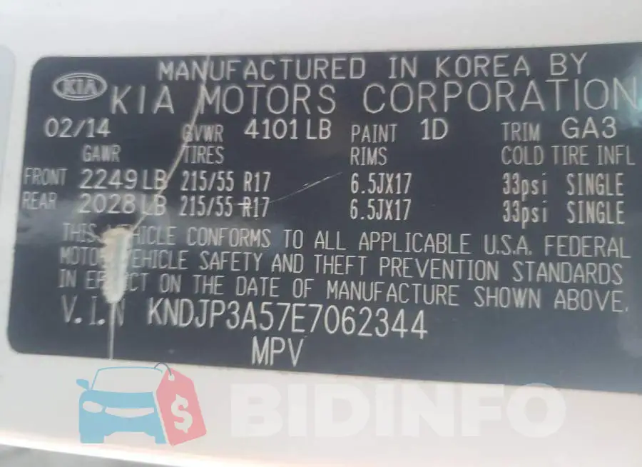 KNDJP3A57E7062344 Photo# 10