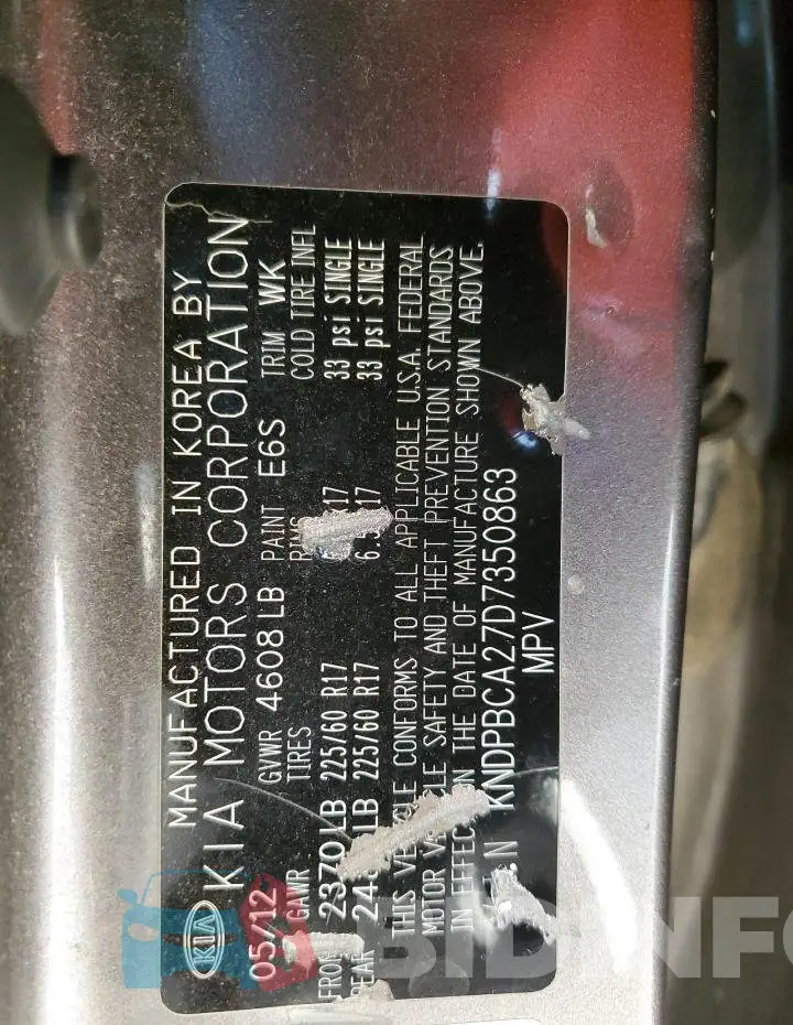 KNDPBCA27D7350863 Photo# 13