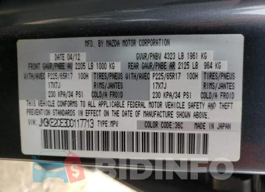 JM3KE2CE3D0117713 Photo# 10