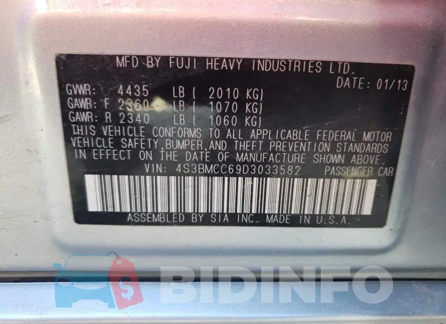 4S3BMCC69D3033582 Photo# 12