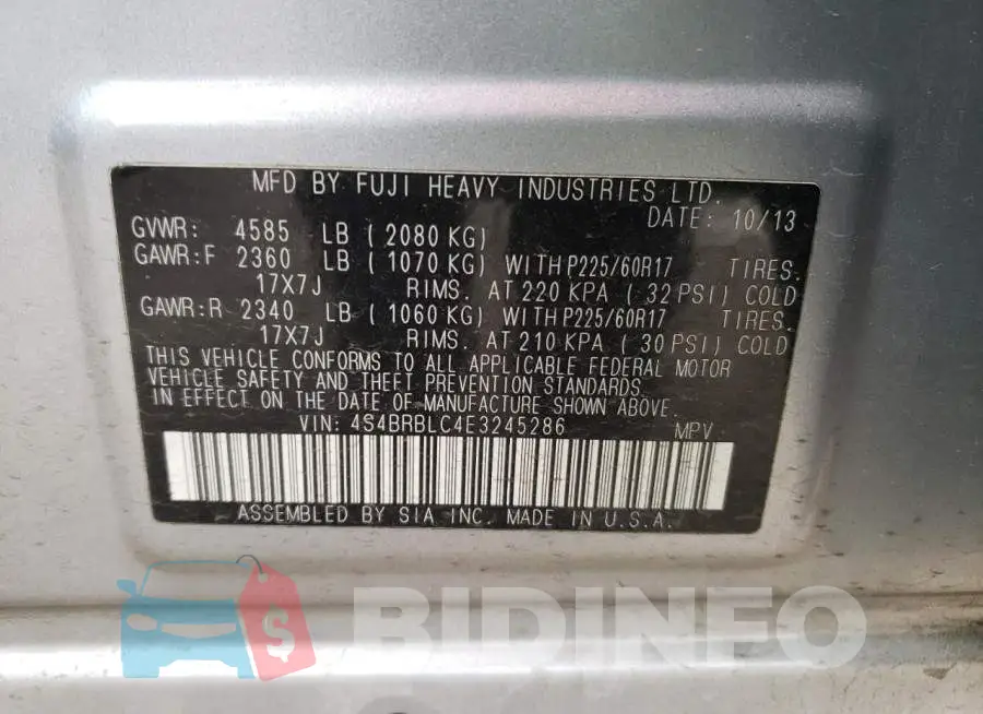 4S4BRBLC4E3245286 Photo# 10