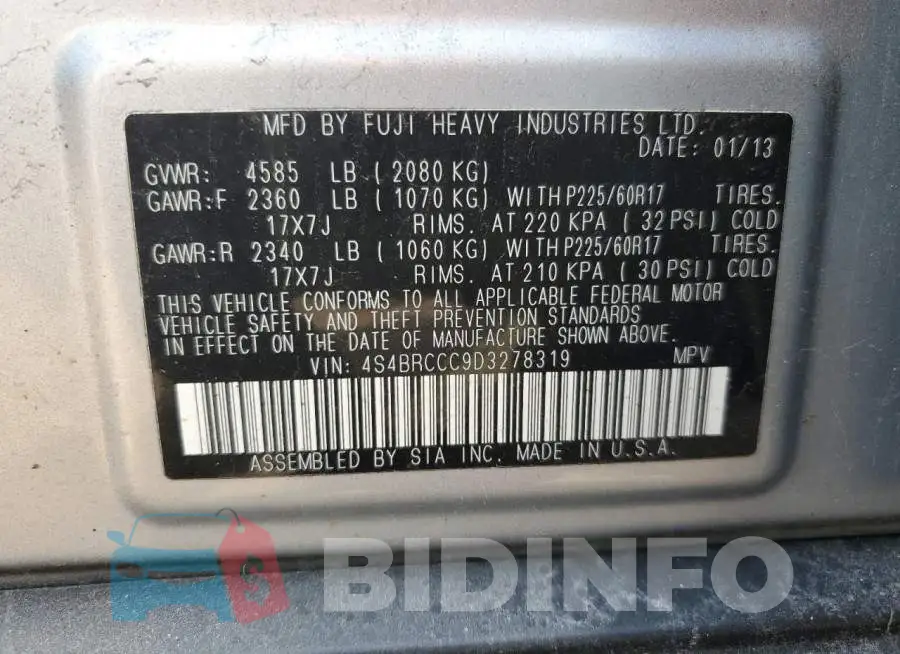 4S4BRCCC9D3278319 Photo# 10