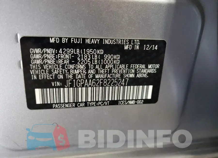 JF1GPAA62F8225247 Photo# 10