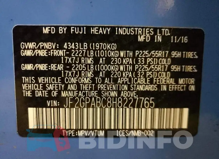 JF2GPABC8H8227765 Photo# 13