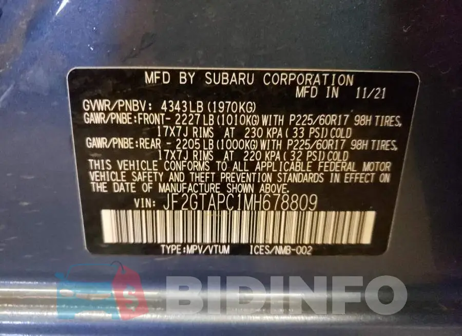 JF2GTAPC1MH678809 Photo# 10