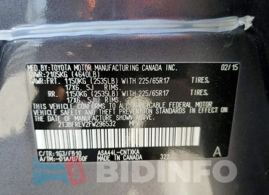 2T3BFREV2FW296532 Photo# 10