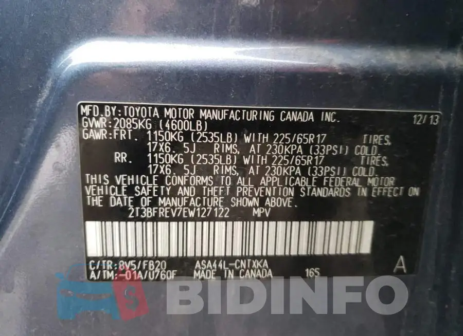 2T3BFREV7EW127122 Photo# 10