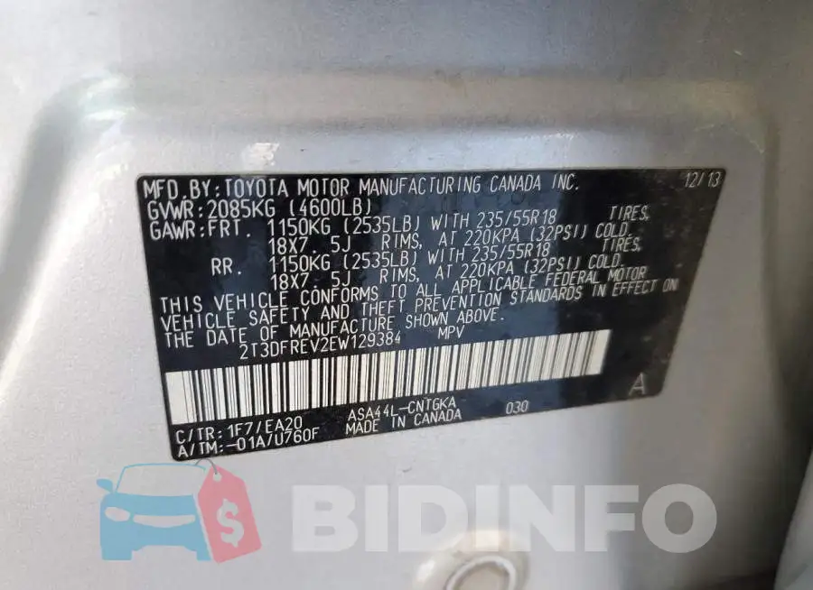 2T3DFREV2EW129384 Photo# 13
