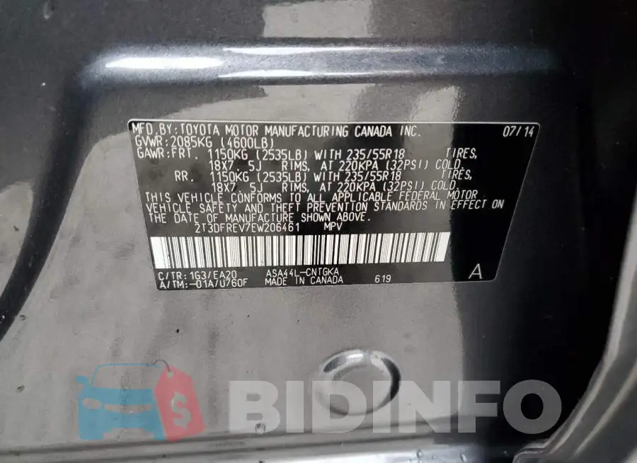2T3DFREV7EW206461 Photo# 13