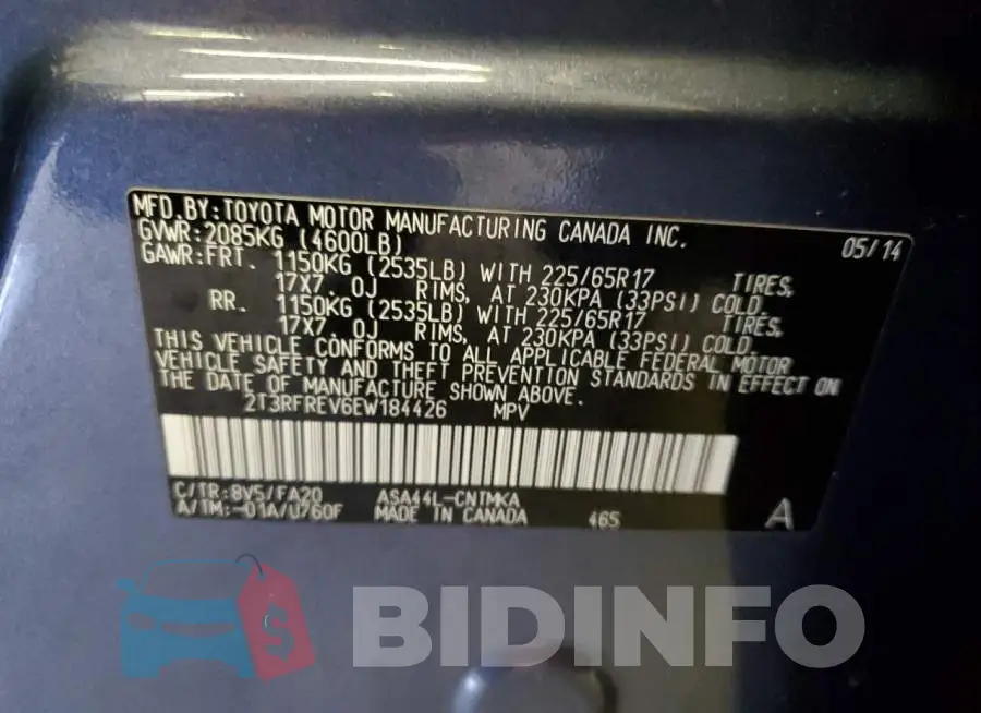 2T3RFREV6EW184426 Photo# 10
