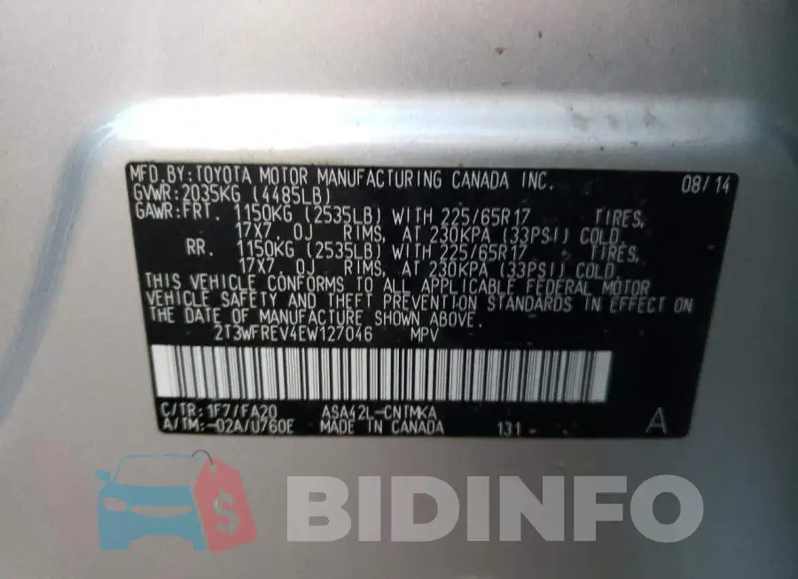2T3WFREV4EW127046 Photo# 10