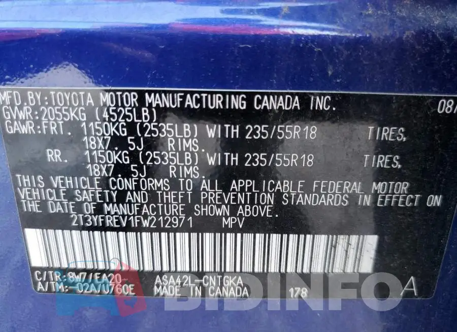 2T3YFREV1FW212971 Photo# 10