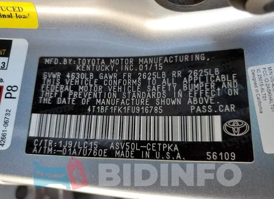 4T1BF1FK1FU916785 Photo# 10