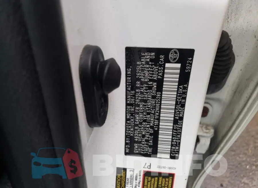 4T1BF1FK2HU625280 Photo# 10