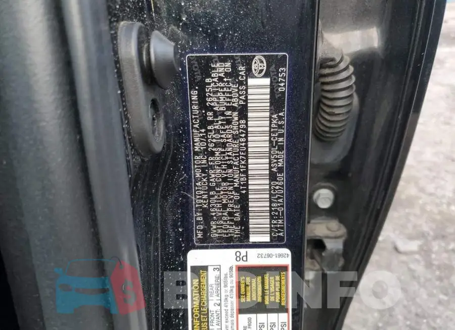 4T1BF1FK7FU484798 Photo# 12