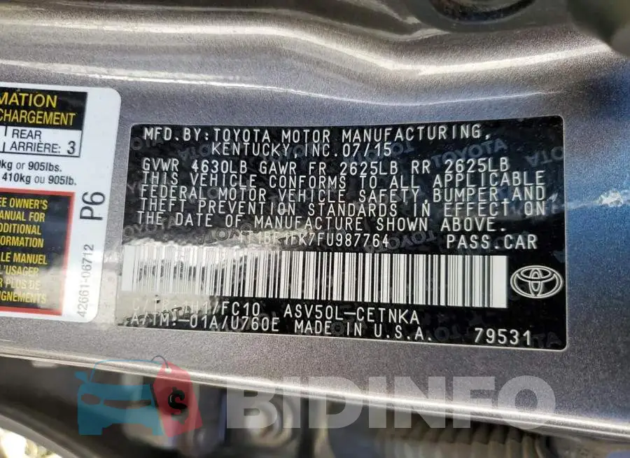 4T1BF1FK7FU987764 Photo# 12