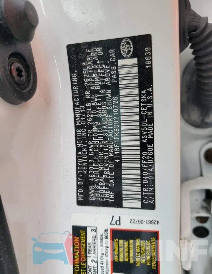 4T1BF1FK9DU210726 Photo# 10