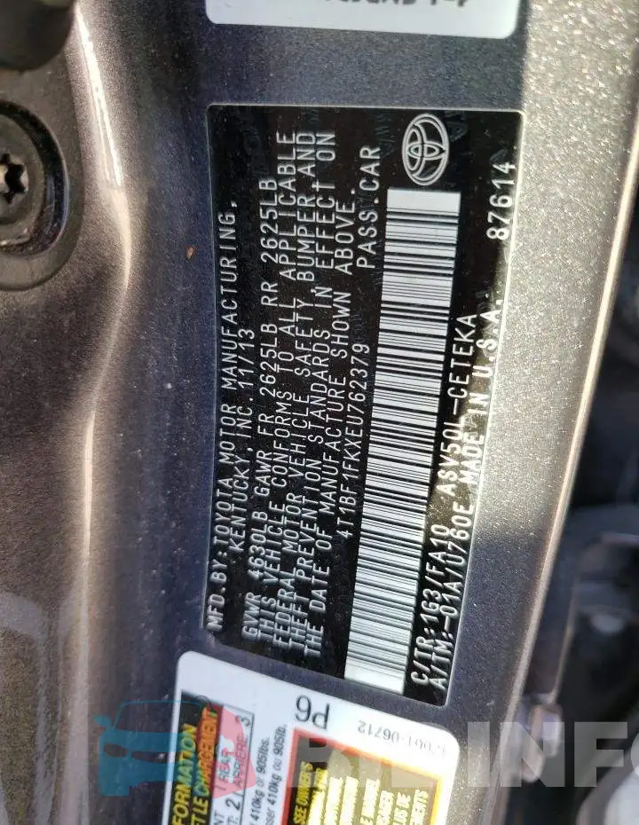 4T1BF1FKXEU762379 Photo# 13