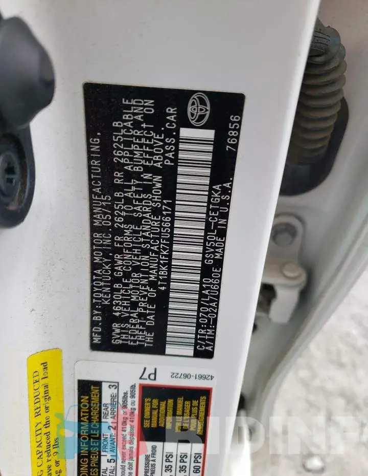 4T1BK1FK7FU566171 Photo# 12