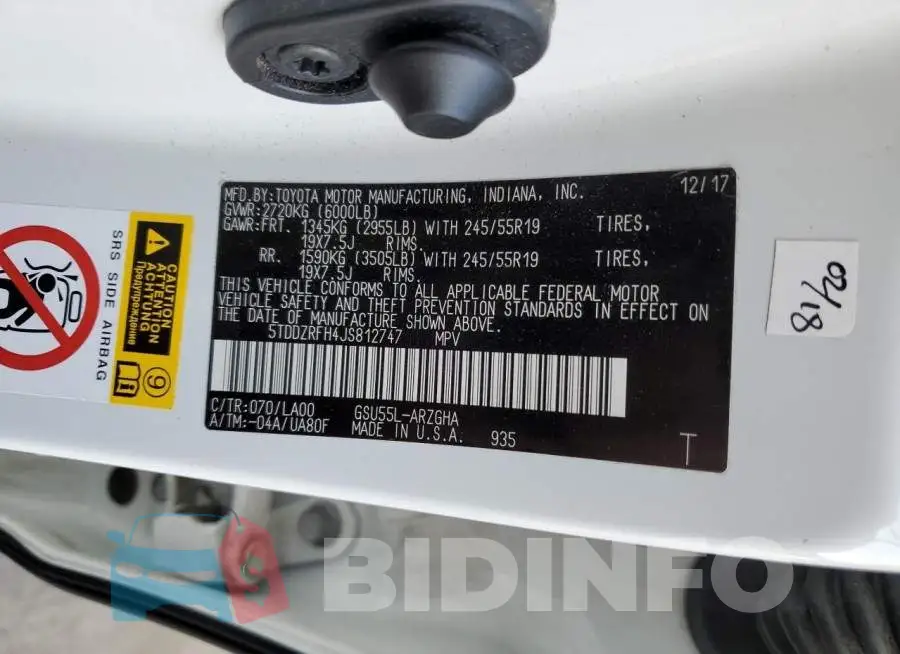 5TDDZRFH4JS812747 Photo# 14