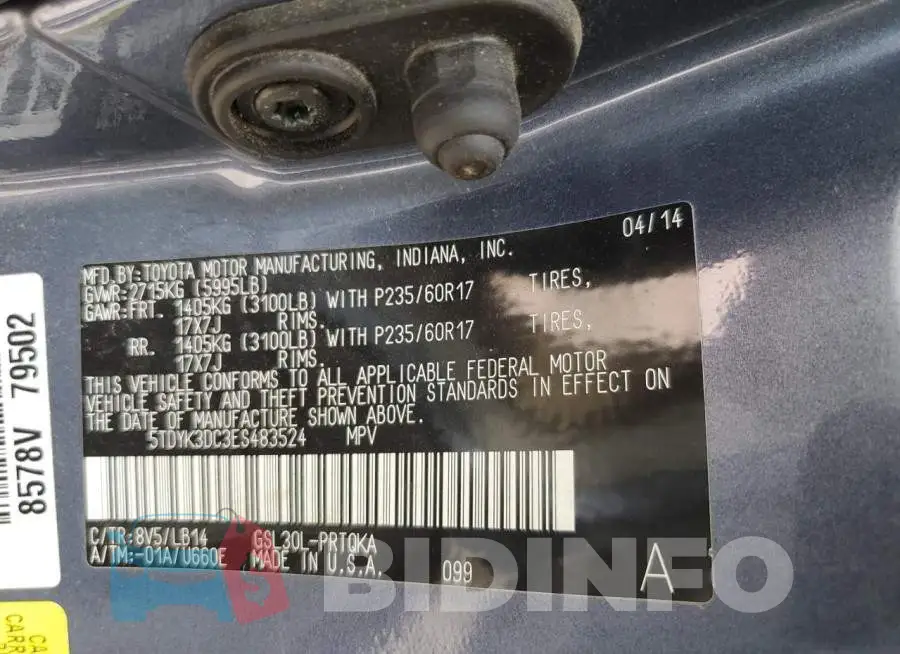 5TDYK3DC3ES483524 Photo# 10