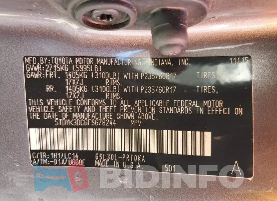 5TDYK3DC6FS678244 Photo# 10